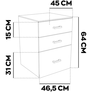 Lyra - Cassettiera Porta Stampante 3 Cassetti Mobiletto da Ufficio con Ruote in Legno MDF Nero
