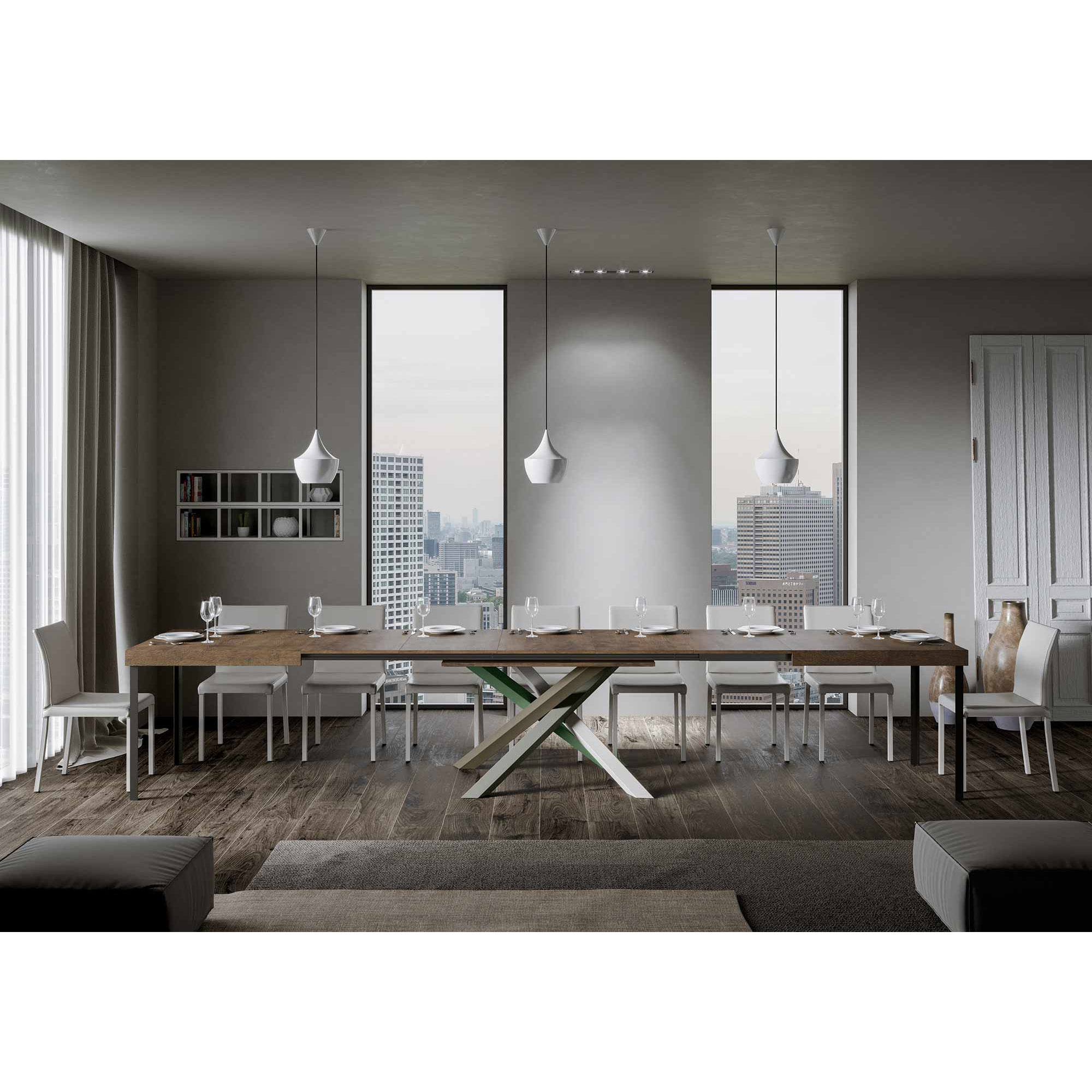 Mesa extensible 90x200/460 cm Volantis Nogal estructura multicolor 4/A