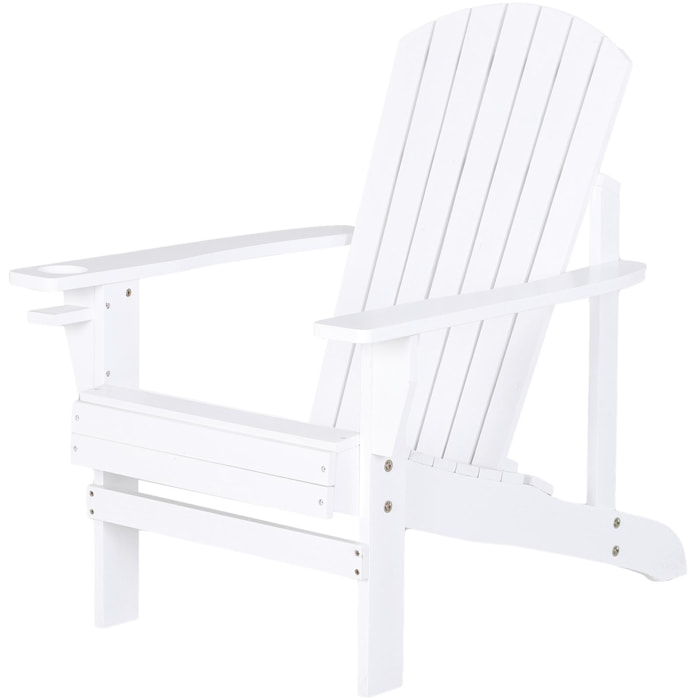Fauteuil de jardin Adirondack chaise longue inclinable en bois 97L x 73l x 93H cm blanc