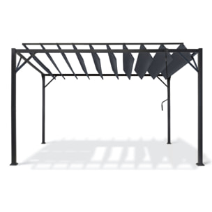 Pergola Venice 3x4m toit lames orientables + 4 stores gris