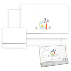 Triptico Coche Estampado Dinosaurio Palmera Bco/Gris