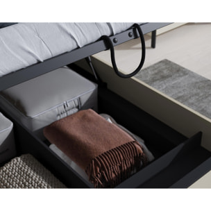 Kimi - lit coffre - 180x200 cm - sommier et port USB inclus - Beige / Noir