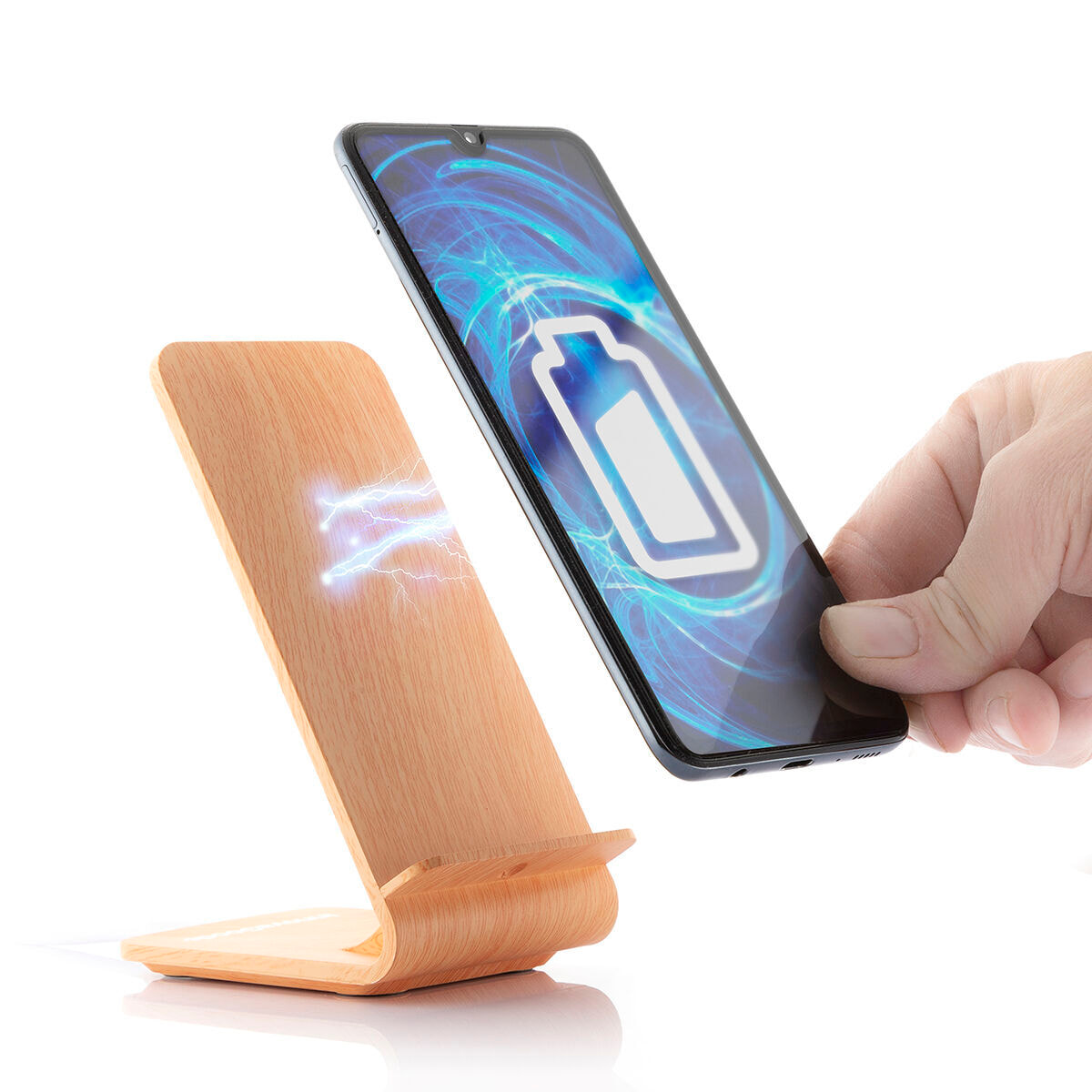Caricabatterie Senza Fili Effetto Legno con Supporto Qistan InnovaGoods
