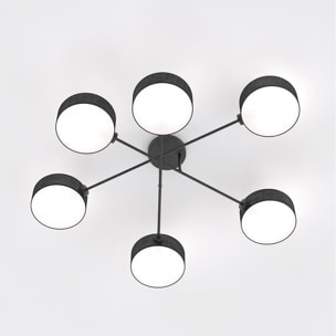 Lampada a sospensione Maga 6 bracci in acciaio nero opaco