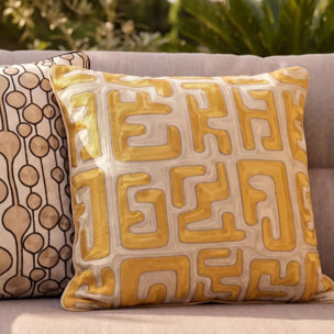 Coussin Meander jaune et beige Kare Design