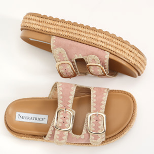 Sandali platform in simil pelle con fibbie color oro