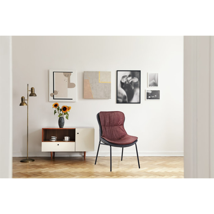 Sedia di design Brady in ecopelle marrone e grigio