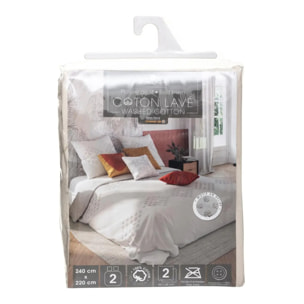 Parure de lit en coton lavé tufté - ivoire 240x220 cm
