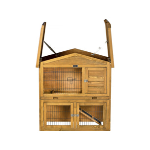 Clapier poulailler en bois "Noisette" - 102 x 55 x 100 cm - Marron