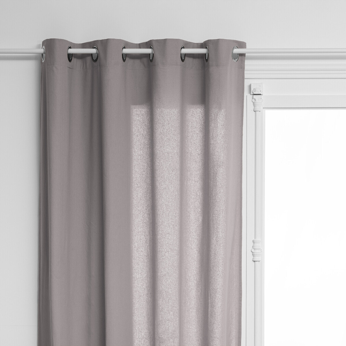 Rideau "Anjali" en coton & métal 135x240cm gris clair