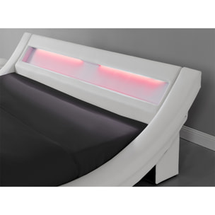 Cadre de lit avec LED 140 x 190 cm en PU blanc JULIA