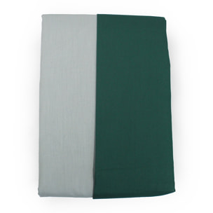 White & White Parure copripiumino singolo Bicolore 100% cotone percalle Verde e Grigio