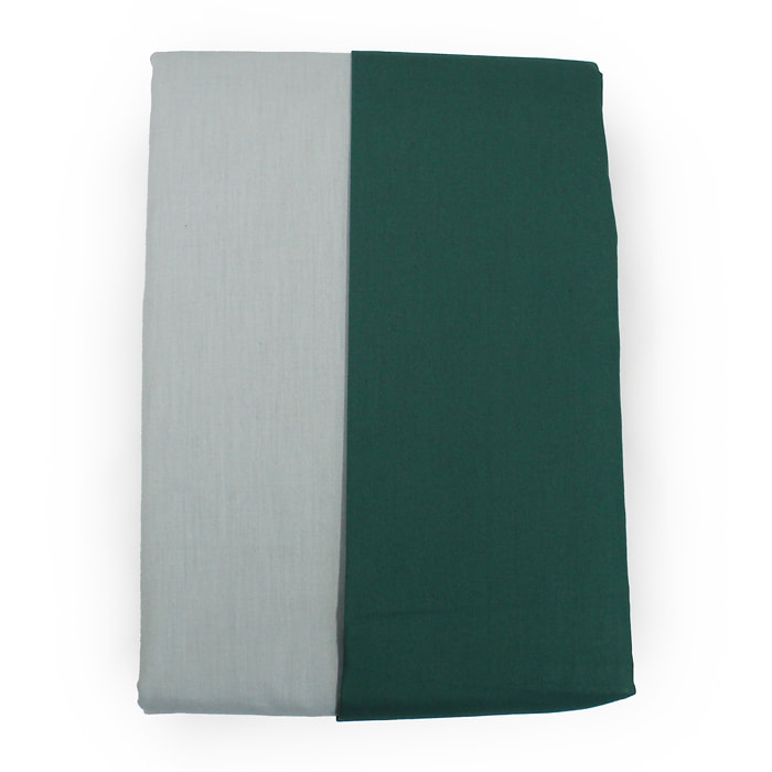 White & White Parure copripiumino singolo Bicolore 100% cotone percalle Verde e Grigio
