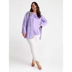 Fiorella Rubino - T-shirt in raso e jersey lurex - Viola