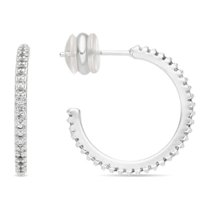 Pendientes de 21mm de diámetro acabado plata y Circonita Brillante