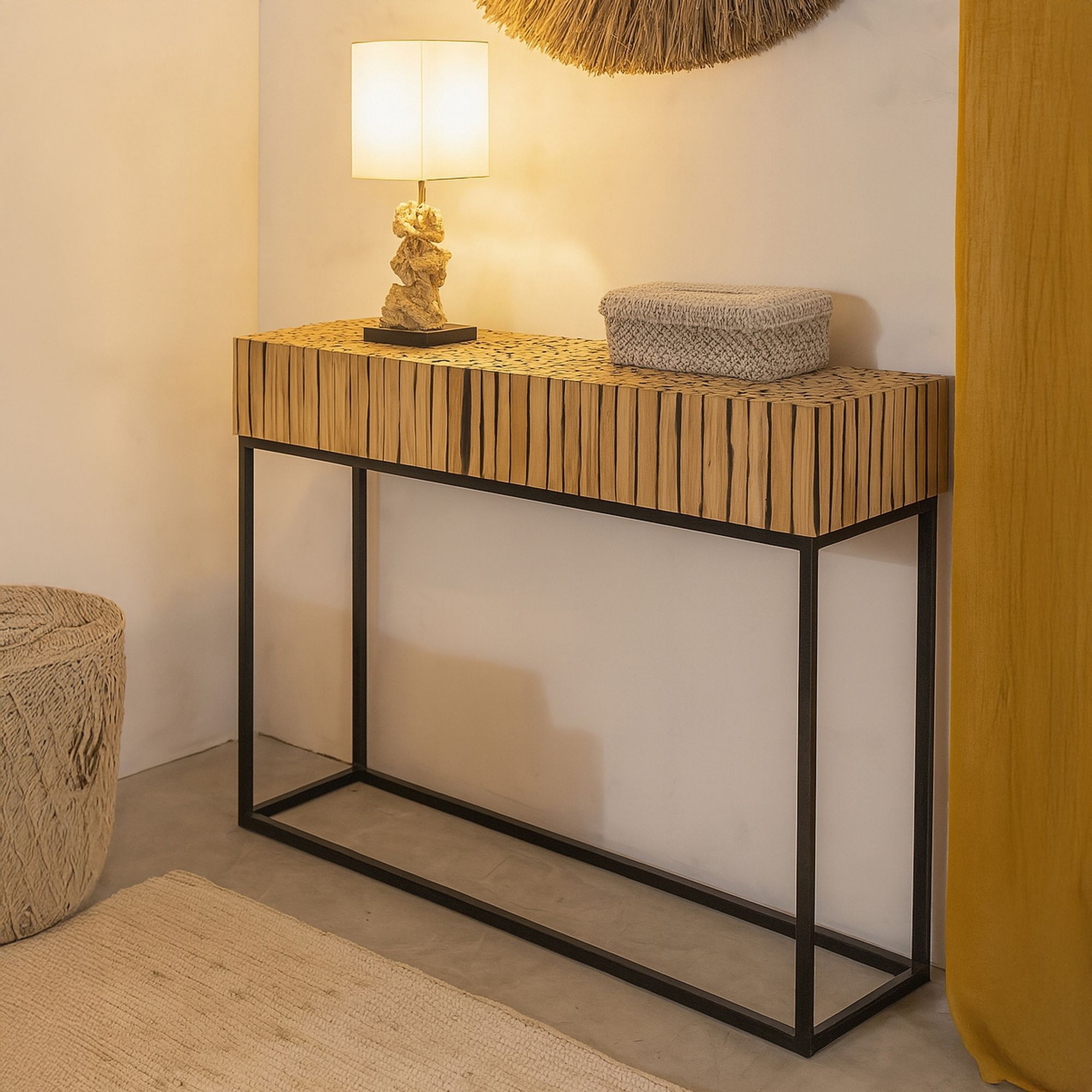 Console en métal et branche de teck TAHAA