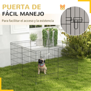 Parque de Juegos para Perros 8 Paneles Plegables Jaula Metálica para Mascotas con Puerta y Doble Cerradura para Jardín Patio Exterior Negro