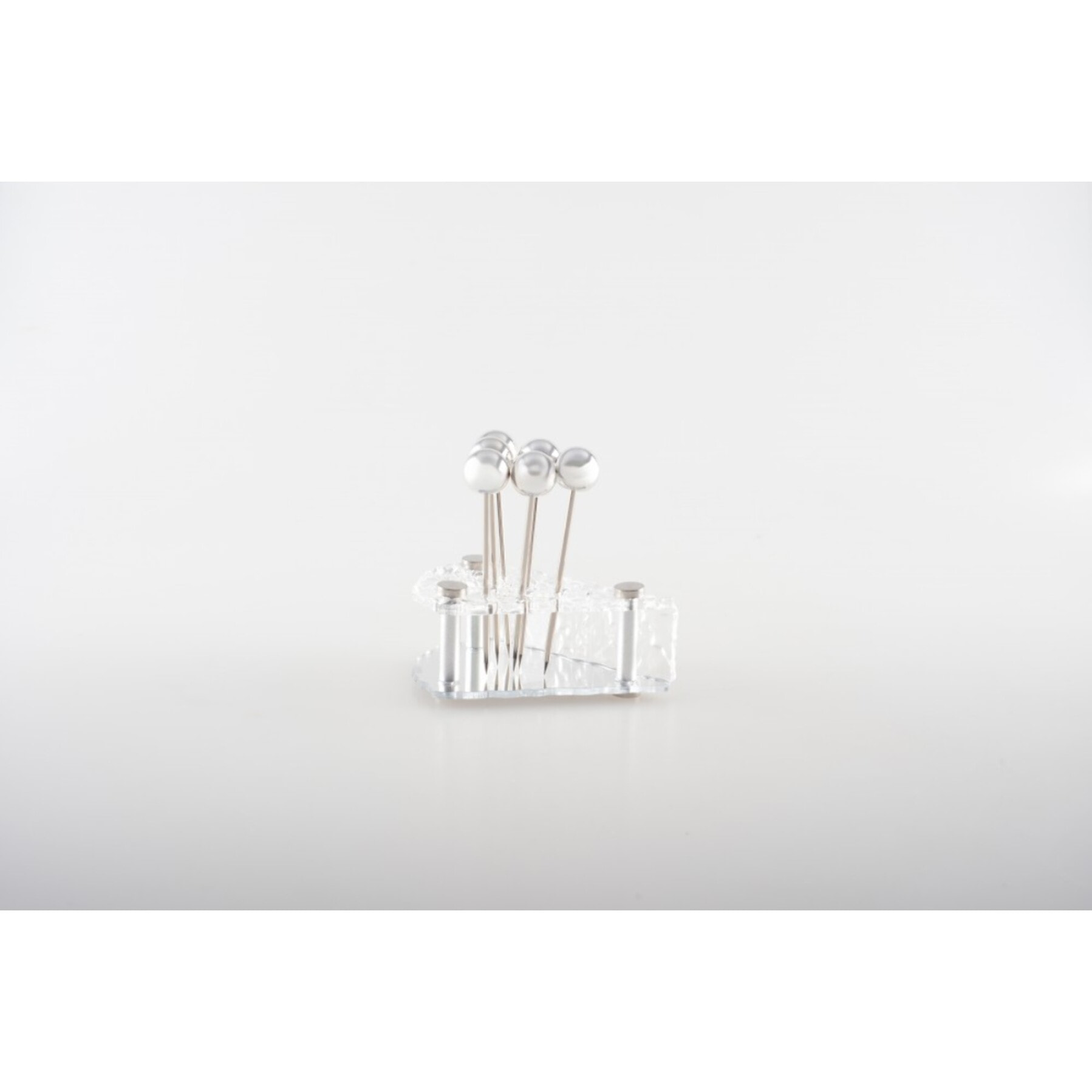 Piques apéritif argent avec support fromage - lot de 6