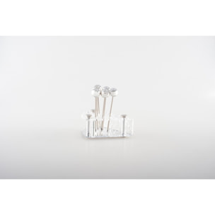 Piques apéritif argent avec support fromage - lot de 6