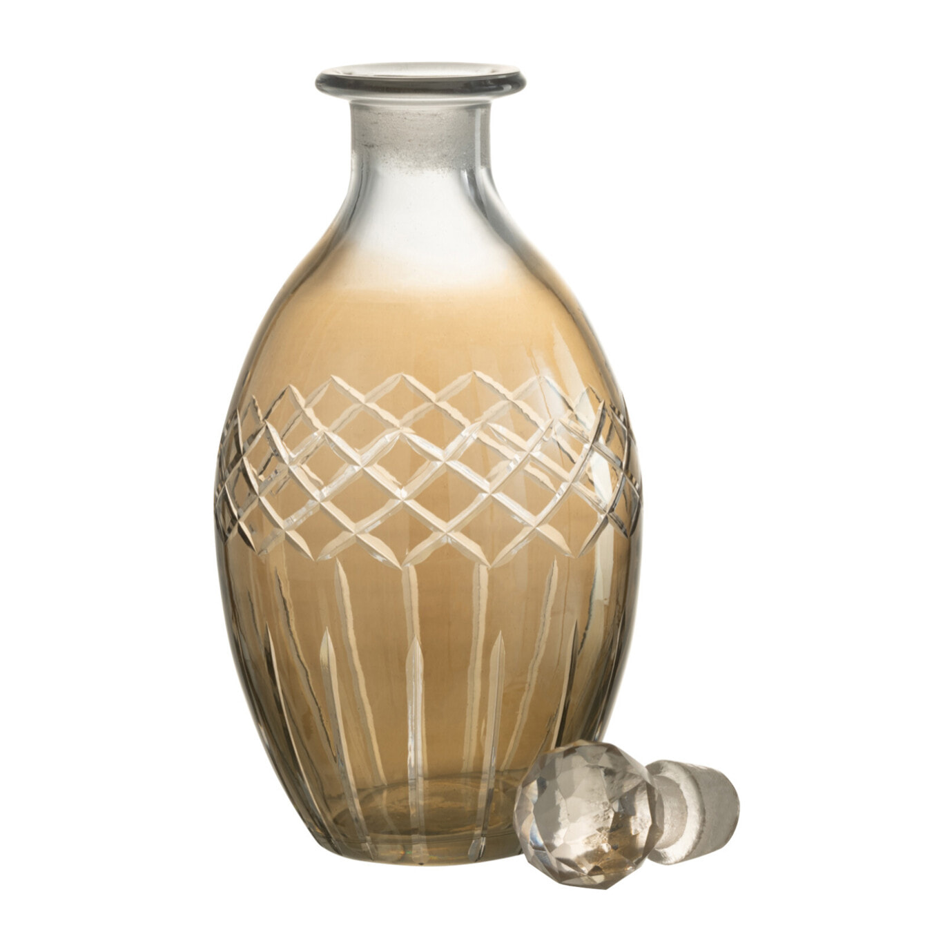 J-Line carafe Carreaux Ovale - verre - gris/beige