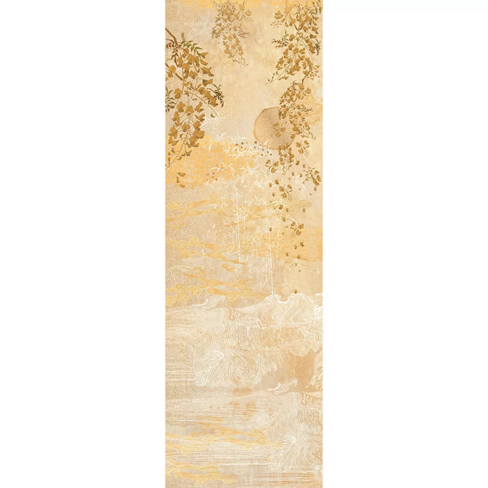 Chemin de table lin & coton lavé 190 g/m² imprimé jaune Soleil d'or dore