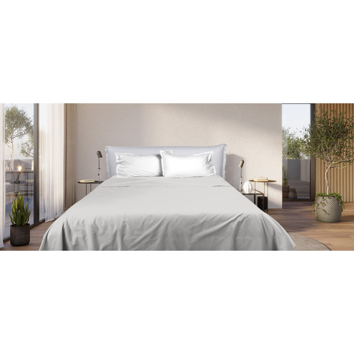 UNO CASA DESIGN Completo Letto Bice 25 Bicolor in Puro Cotone_Matrimoniale_bianco