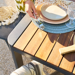 Table de jardin extensible "Paradize" Noyer & graphite 12 places en aluminium et acacia