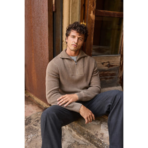 Jersey marrón oscuro vigoré de punto inglés con parche Polo Club