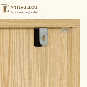 Aparador de Cocina Mueble Auxiliar de Cocina con 3 Puertas con Patrón de Espiga Patas de Madera y Estantes Ajustables Mueble Buffet para Comedor Salón 91,5x35x77,4 cm Blanco y Natural