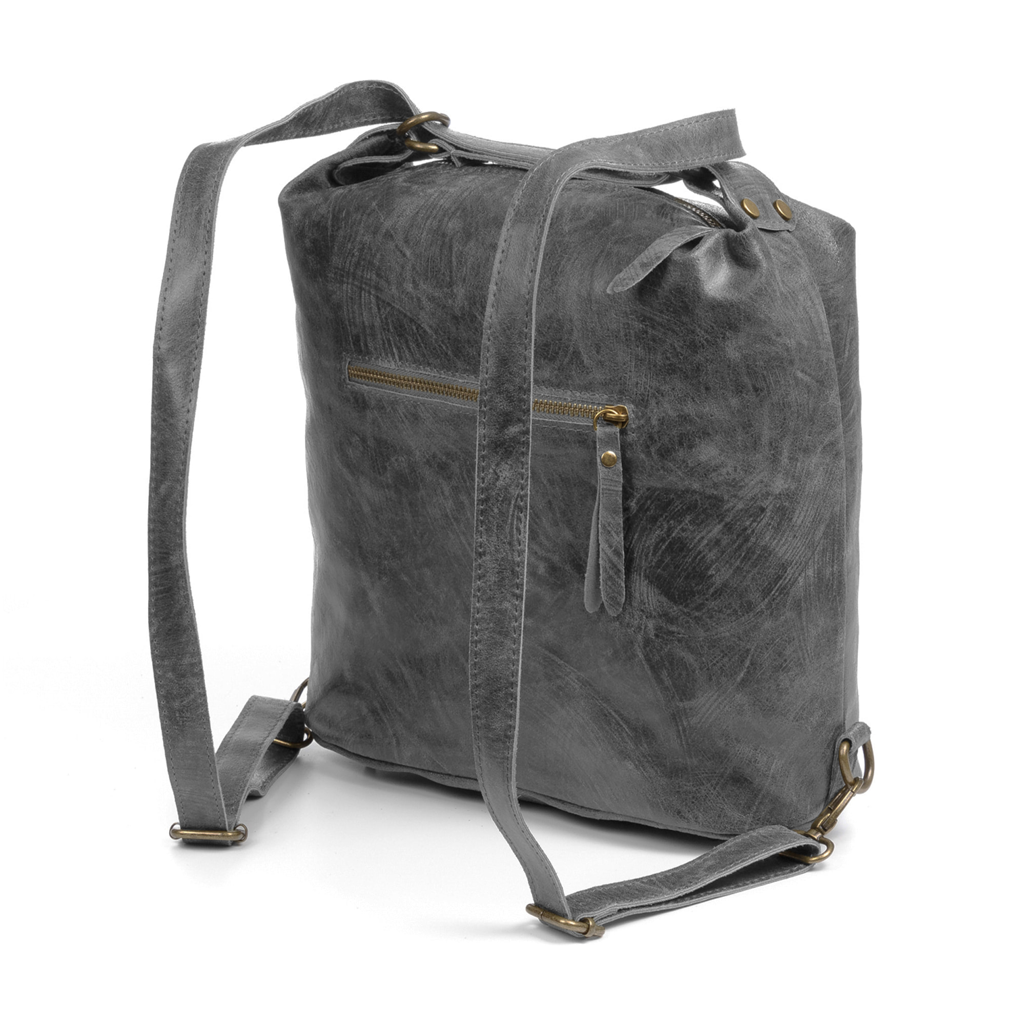 Irene Bolso de Hombro Mochila Mujer.Piel auténtica Gamuza Lavado a la Piedra