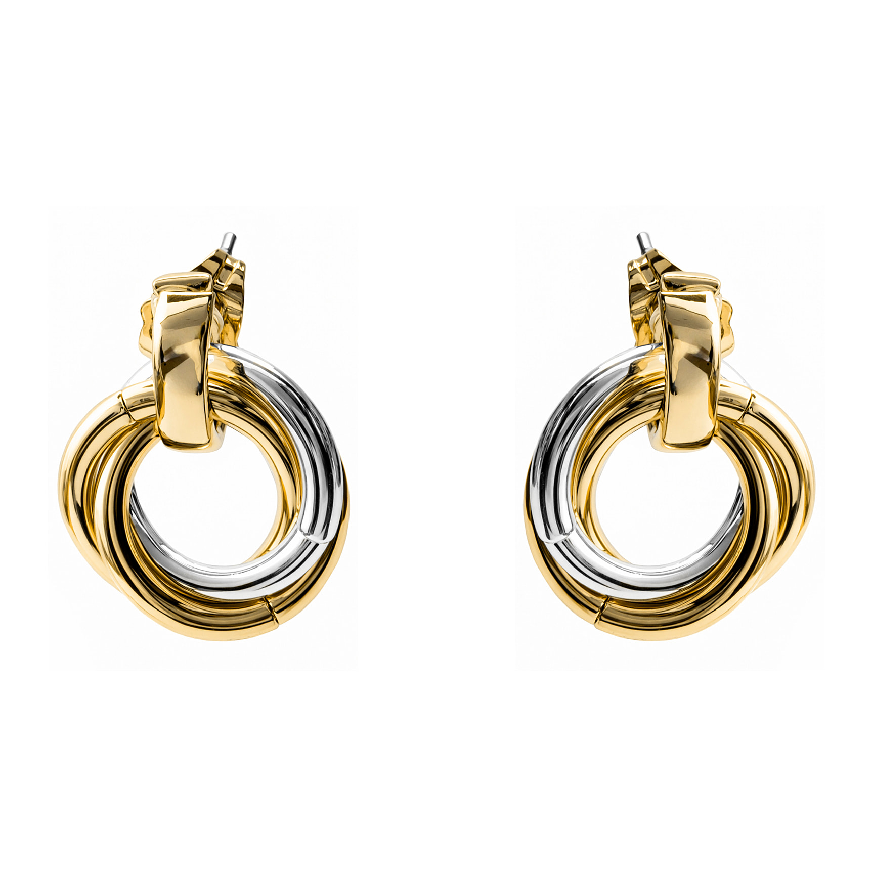 Pendientes Uhuil acabado plata y oro amarillo 18k