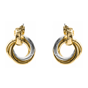 Pendientes Uhuil acabado plata y oro amarillo 18k