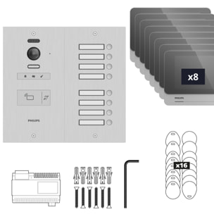 Visiophone collectif pour 8 appartements / bureaux - compatible Vigik - Philips WelcomeHive 2 -