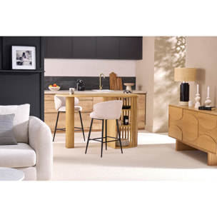 Ilot - table de bar avec rangements en bois clair manguier massif H90 cm LOBIO