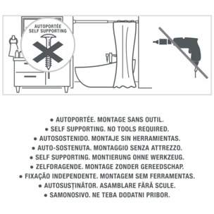 Barre tringle pour rideau de douche ou baignoire extensible Noire 110-200cm MSV