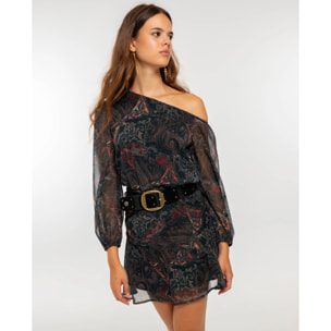 Cinturón de ante y cuero con tachuelas de mujer