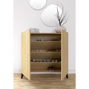 Zapatero Bergen melamina roble patas negro 87x90x27 cm