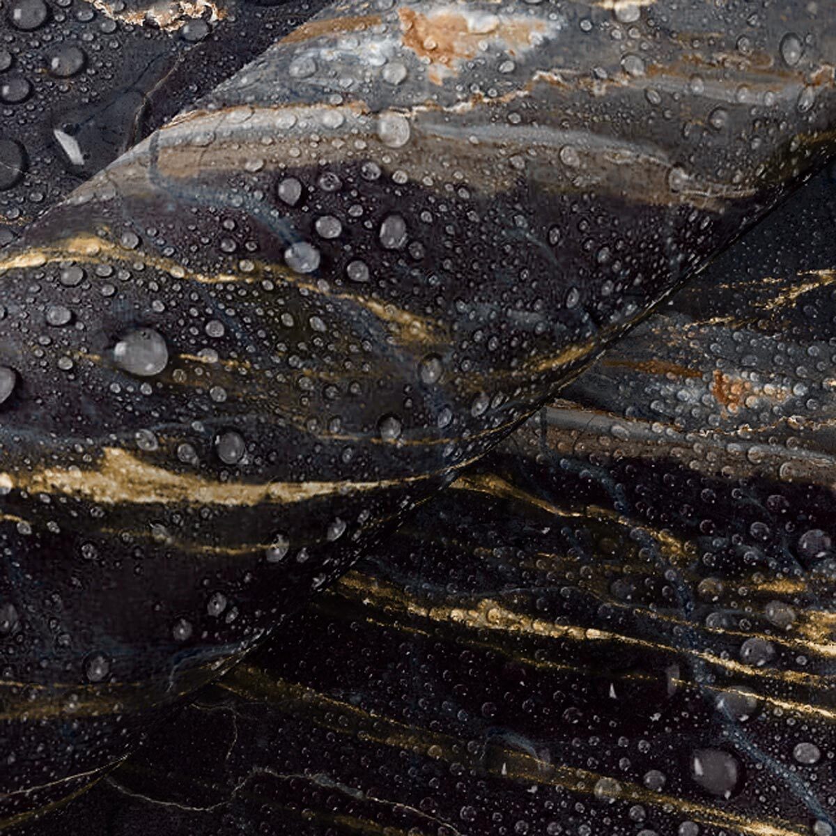 Rouleau revêtement adhésif vinyle au mètre - Sticker lavable Cuisine Meuble Armoire Porte - MARBRE FONCÉ DE BANGKOK