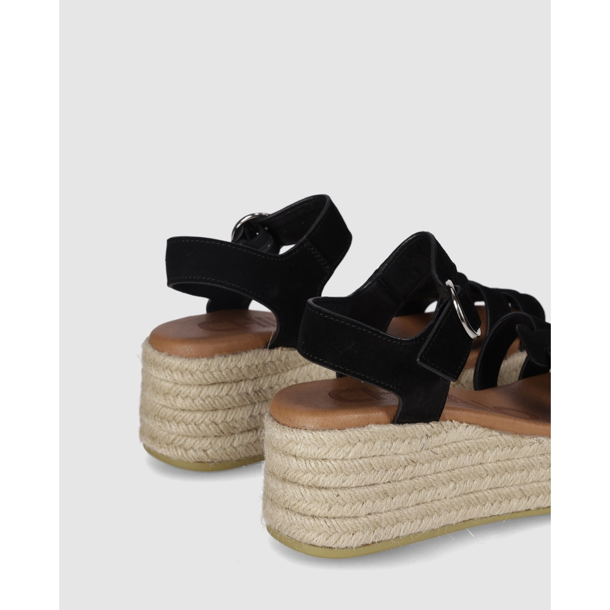 Sandalias de Serraje - Negro - Tacón: 6 cm