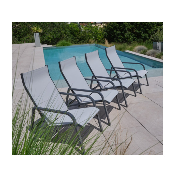 Salon de jardin en aluminium - 4 places - gris perle - CADIX 4