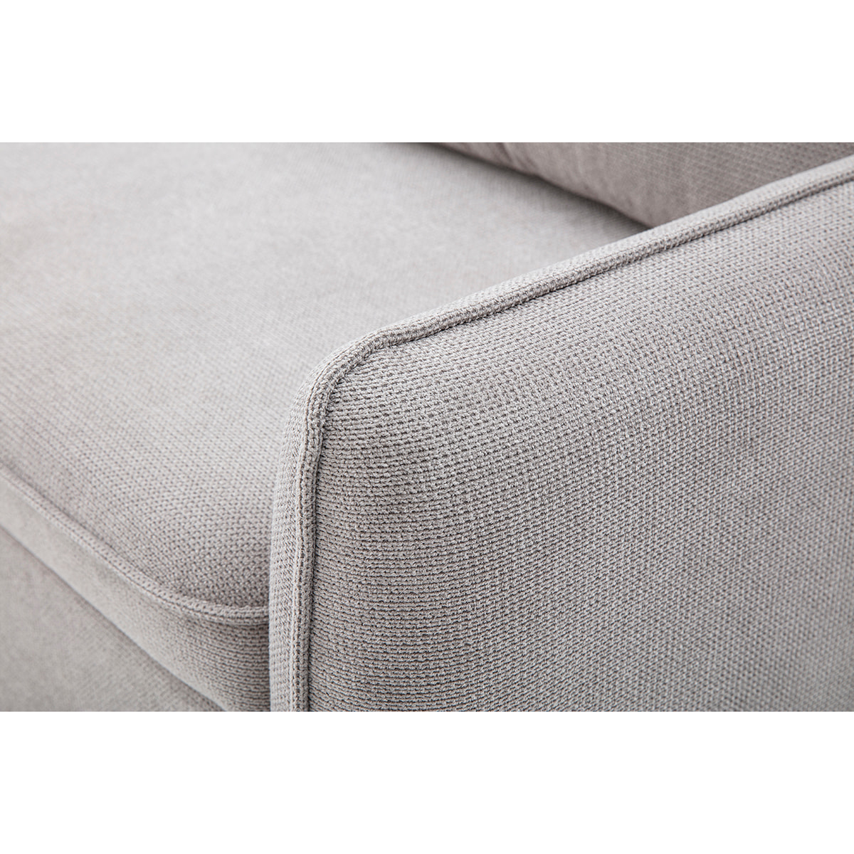 Canapé d'angle convertible réversible avec coffre 3 places en tissu chenille gris et bois clair ORSO