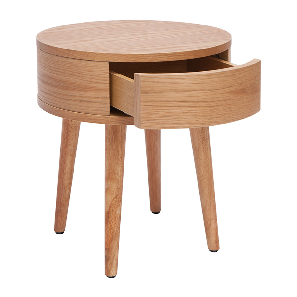 Tables de chevet rondes en bois clair avec tiroir (lot de 2) JUDITH