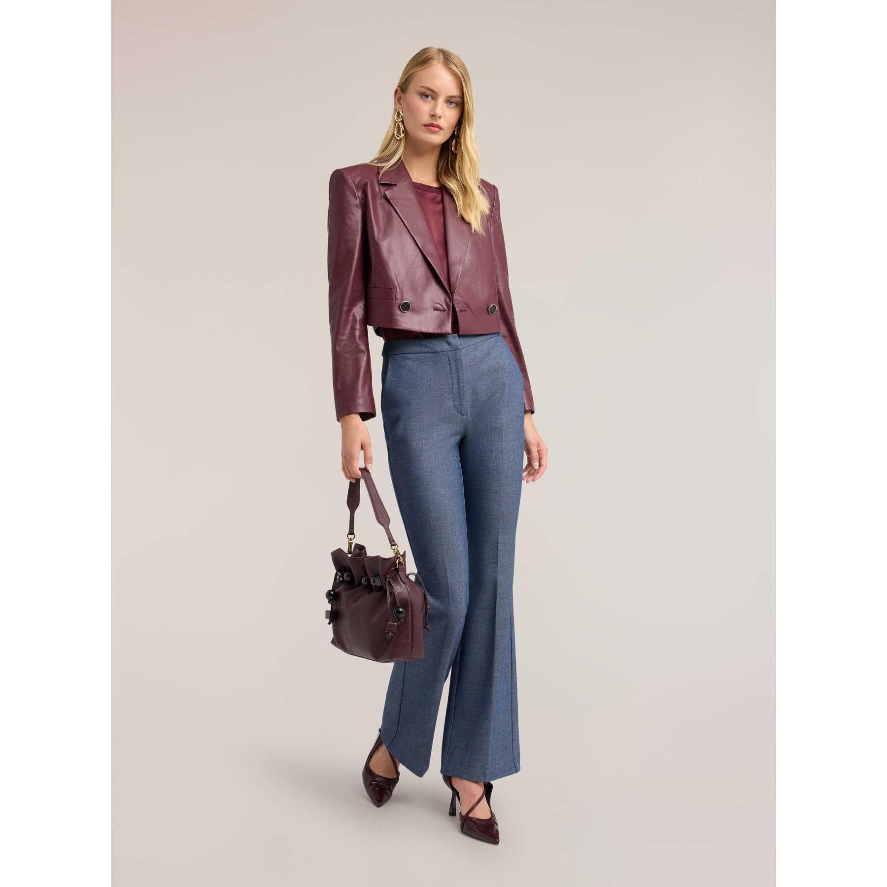 Motivi - Chaqueta Spencer en tejido revestido - Burgundy