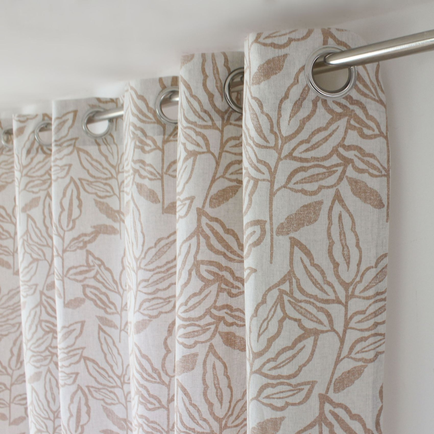 Rideau à oeillets en coton recyclé Chambray - Beige