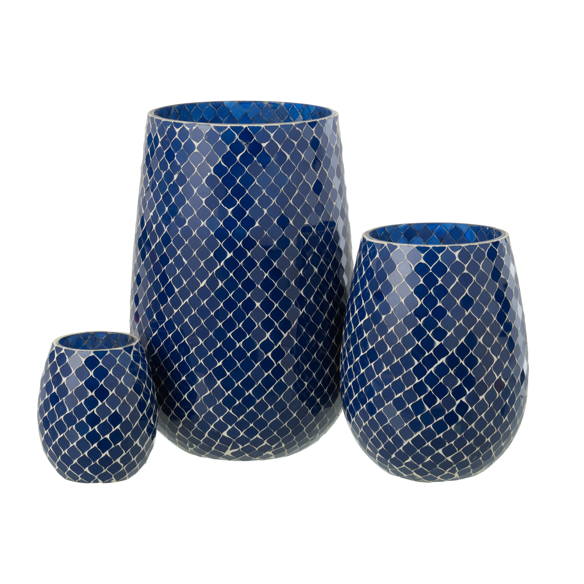 J-Line bougie parfumée Mia Mosaique - Juniper Love - verre - bleu - large - 230H