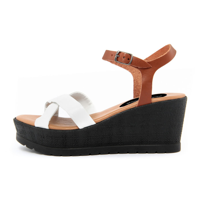 Sandalo con zeppa Donna colore Bianco