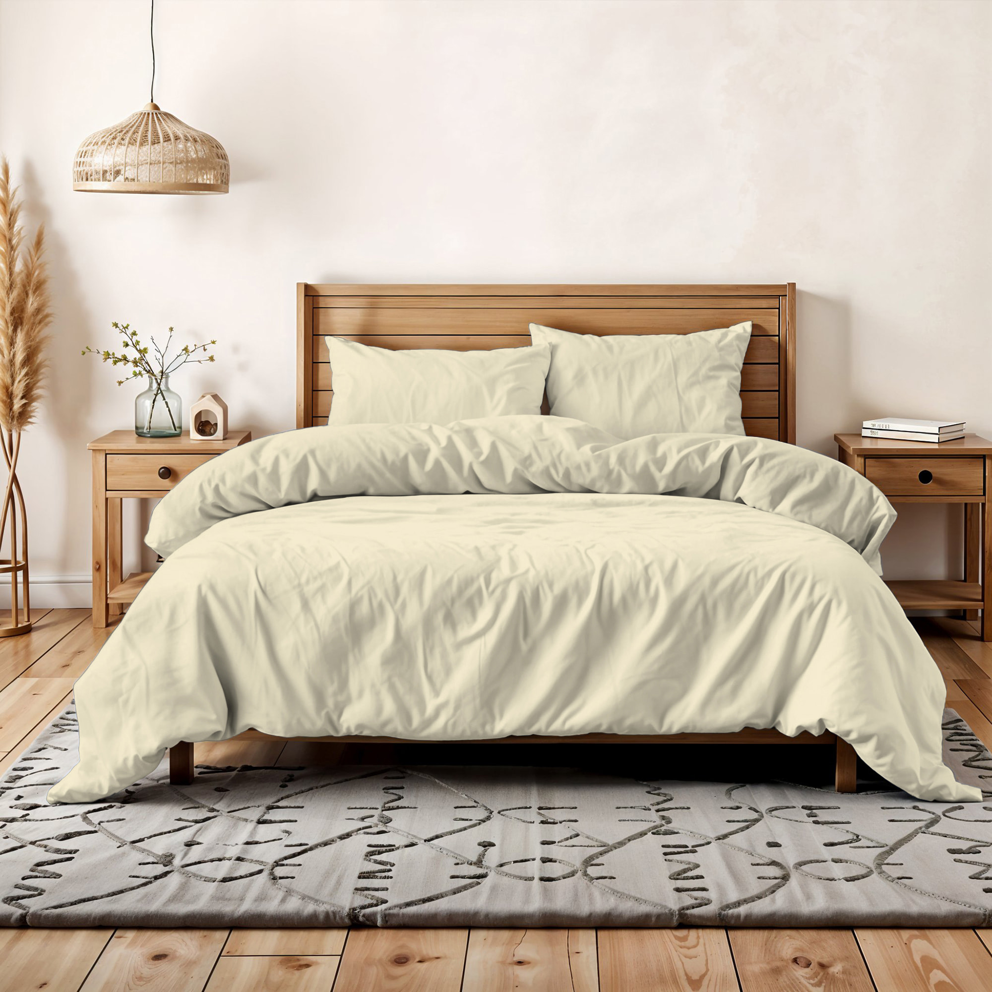PARURE COPRIPIUMINO WATER WASHED, 100% Microfibra, No Stiro - CREMA