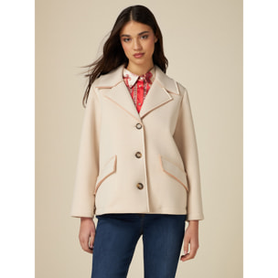 Oltre - Cappotto corto in tessuto scuba - Beige