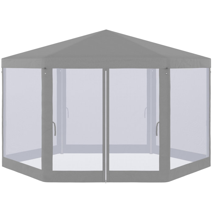 Tonnelle barnum tente de réception hexagonale style cosy métal polyester imperméabilisé surface env. 10 m² gris