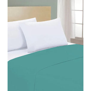 Completo Lenzuola PERCALLE VERDE tinta unita per letto matrimoniale 100% Percalle di Cotone e Made in Italy